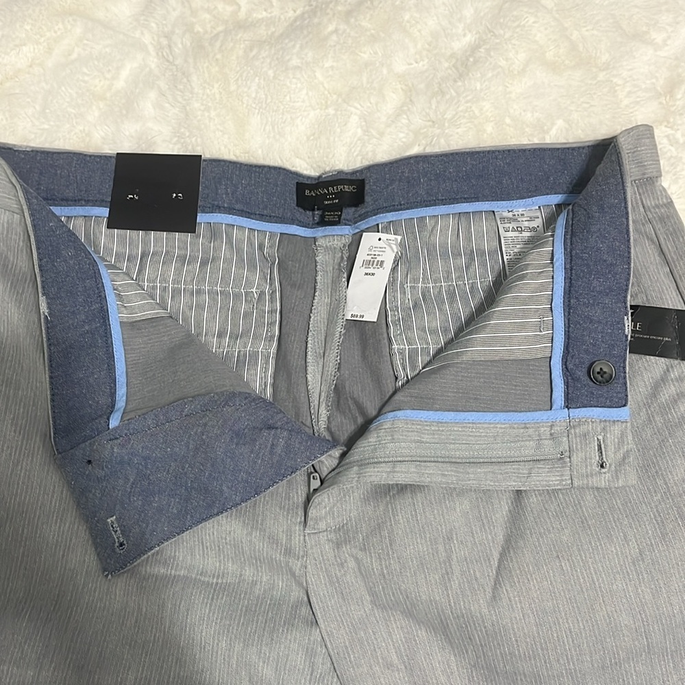 Banana Republic Mens  slim stretch Dress Pant Gray Size 36 x 30 - Picture 4 of 7
